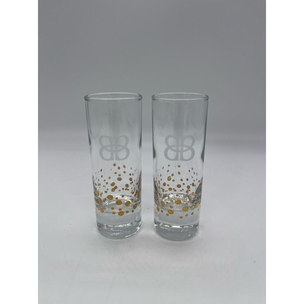 Set of 2 Baileys Shot Glasses w/ Gold Dots